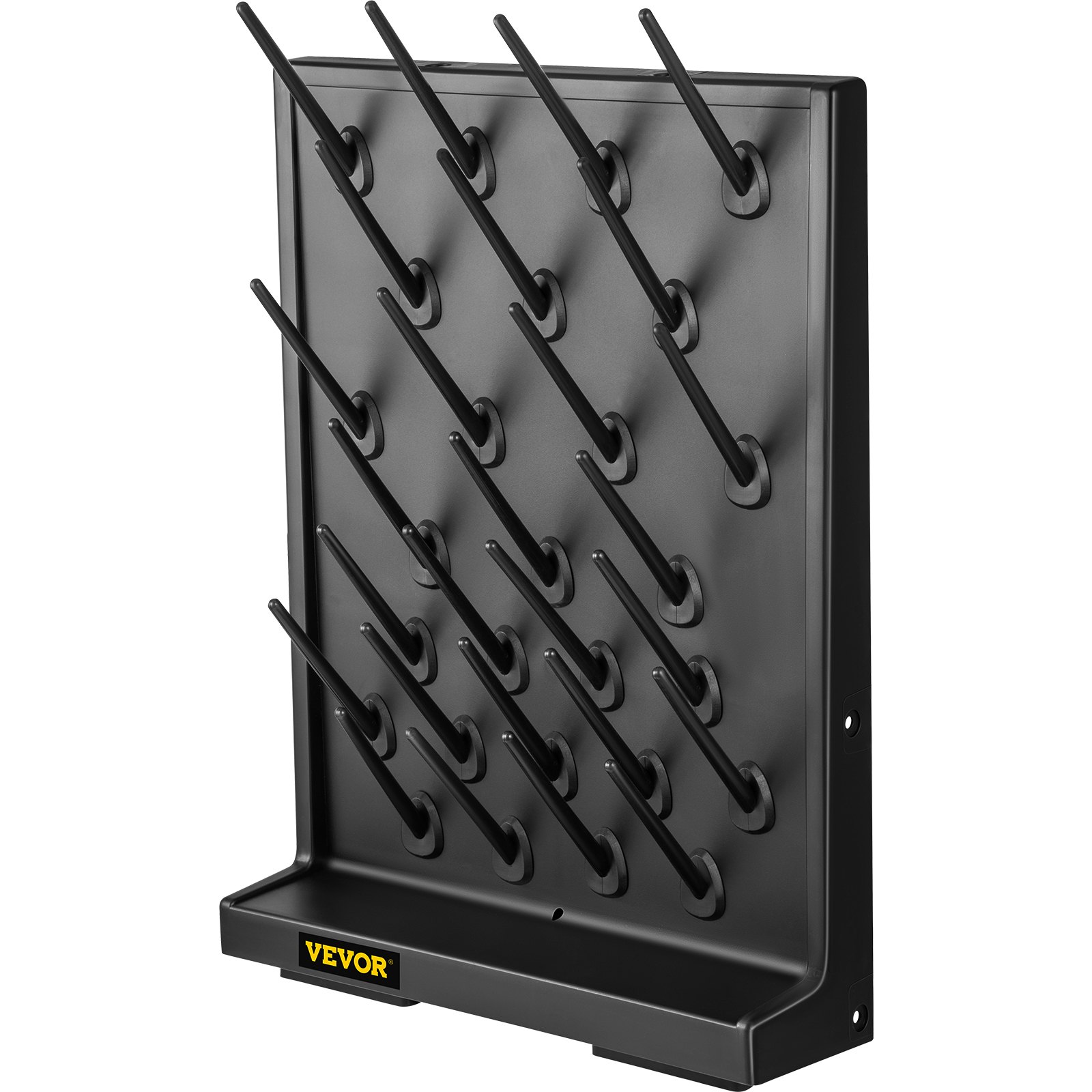 VEVOR Drying Rack for Lab Glassware Rack PP Material Glassware Drying Rack Wall-Mount/Free-Standing Detachable Pegs Lab Glass Drying Rack Black Cleaning Frame for School Laboratory Utensil (27 Pegs)