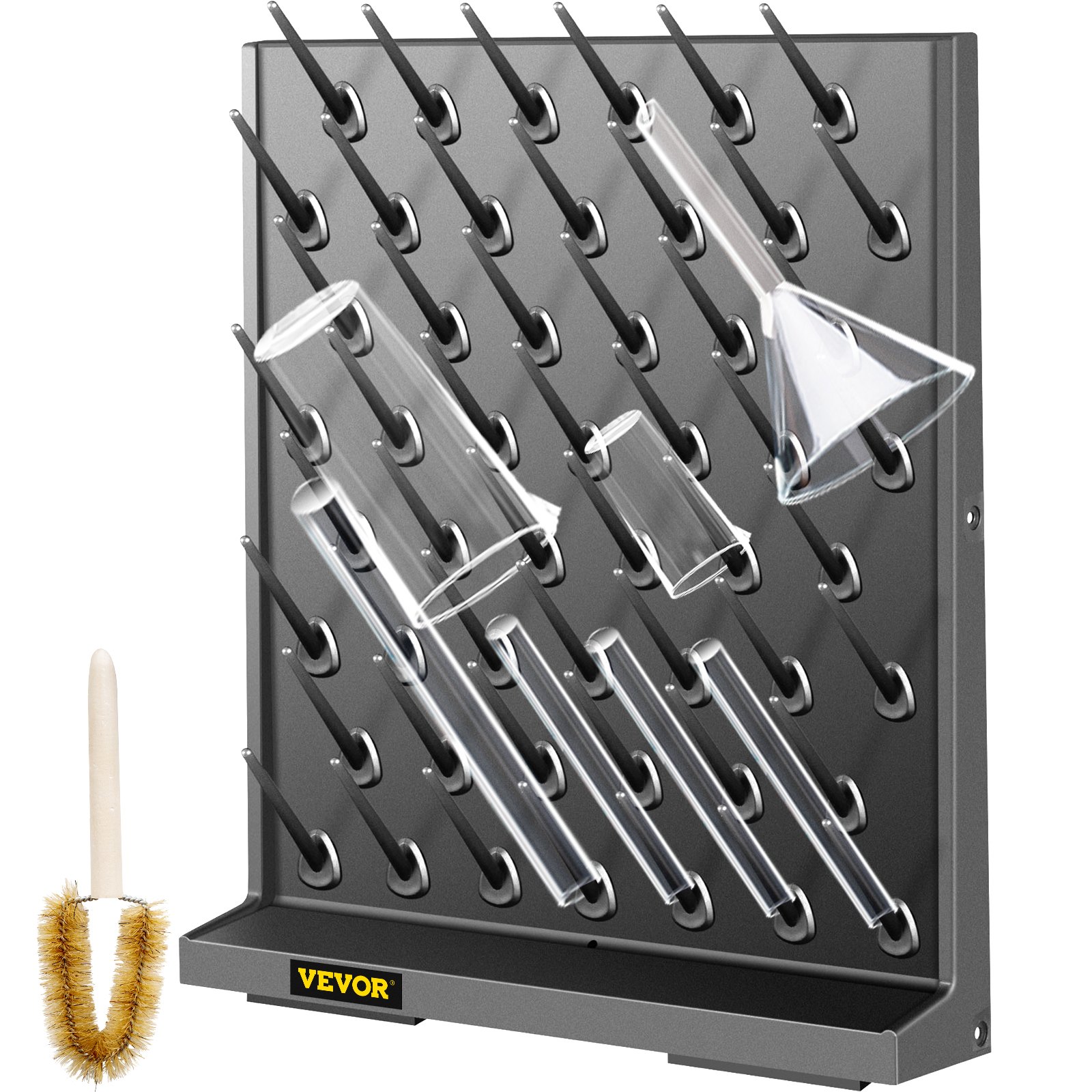 VEVOR Lab Drying Rack Wall Mount 52 Pillars Draining Rack Glassware Detachable