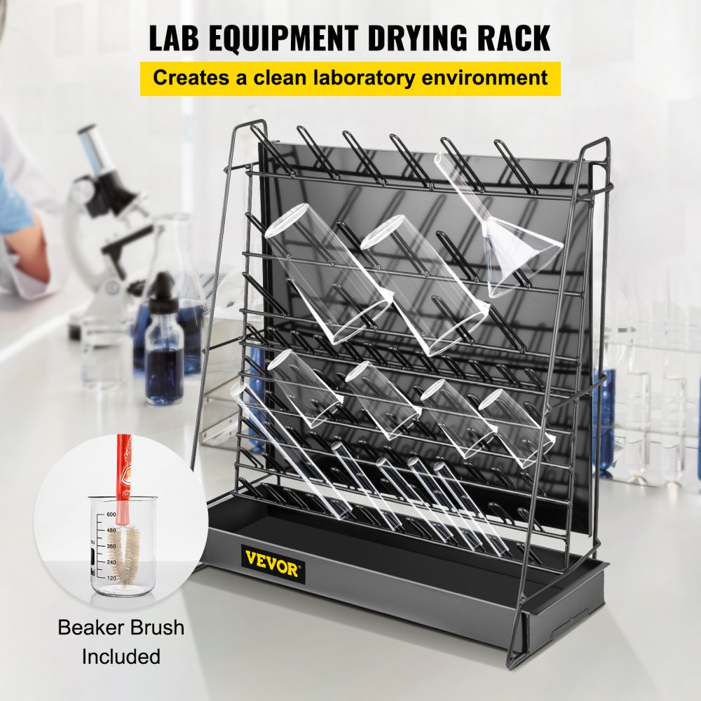 VEVOR Drying Rack for Lab Glassware Rack 90-peg Steel Wire Glassware Drying Rack