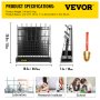 VEVOR Drying Rack for Lab 90 Pegs Lab Glassware Rack Steel Wire Glassware Drying Rack Wall-Mount/Free-Standing Detachable Pegs Lab Glass Drying Rack Black Cleaning Frame for School Laboratory Utensils