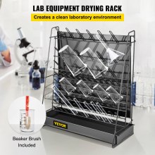 VEVOR Drying Rack for Lab, 90 Pegs Lab Glassware Rack Steel Wire Glassware Drying Rack Wall-Mount/Free-Standing Detachable Pegs Lab Glass Drying Rack Black Cleaning Frame for School Laboratory