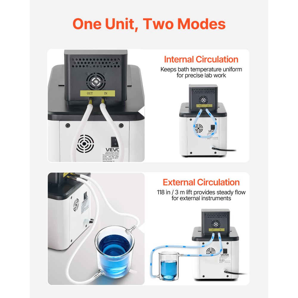 VEVOR Laboratory High-Temperature Circulating Oil Bath, Up to 300℃/572℉, 15 L Lab Constant Temperature Heating Tank, 0.1℃ High Precision, Internal and External Dual Circulation, for Laboratory