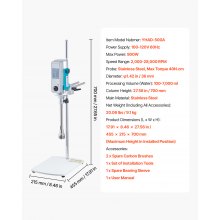 VEVOR Homogenizer, 900 W Laboratory High Speed Dispersing Homogenizer, 2000-28000RPM High Shear Lab Mixer Emulsification Machine, Digital Display Blender, Stainless Steel, for Cosmetics/Food Industry