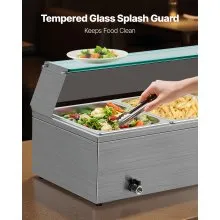VEVOR Commercial Food Warmer 3-Pan 1500W Buffet Bain Marie with Glass Cover