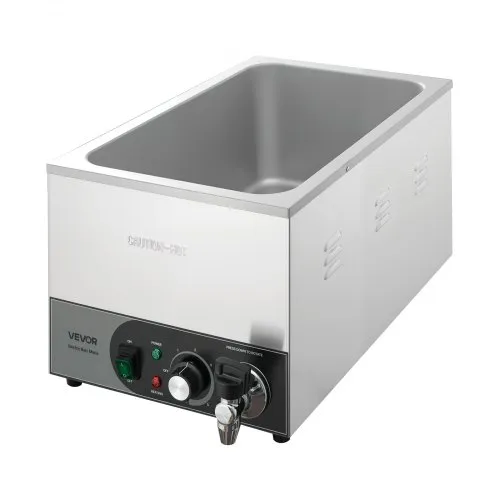 VEVOR Commercial Food Warmer, 1200W Electric Stainless Steel Steam Food Warmer, Fast Heating Countertop Buffet Bain Marie with Detachable Power Cord, for Catering, Restaurants, Parties & Buffets