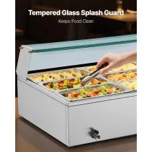 VEVOR Commercial Food Warmer 9-Pan 1500W Buffet Bain Marie with Glass Cover