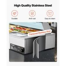 VEVOR Commercial Food Warmer 9-Pan 1500W Buffet Bain Marie with Glass Cover