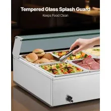 VEVOR Commercial Food Warmer 10-Pan 1700W Buffet Bain Marie with Glass Cover