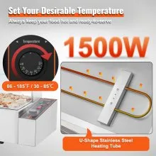 VEVOR 4-Pan Commercial Electric Food Warmer Countertop Buffet 4*12Qt with Glass Shield