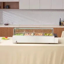 VEVOR 4-Pan Commercial Electric Food Warmer Countertop Buffet 4*12Qt with Glass Shield
