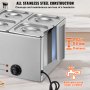 VEVOR Încălzitor electric de mâncare comercial cu 5 tigăi, bufet de blat, 14,5 L, Bain Marie