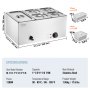 VEVOR Încălzitor electric de mâncare comercial cu 5 tigăi, bufet de blat, 14,5 L, Bain Marie