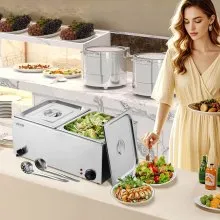 VEVOR Commercial Electric Food Warmer 3-Pan Countertop Buffet 17QT Bain Marie
