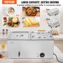 VEVOR Commercial Electric Food Warmer 3-Pan Benkeplate Buffet 16L Bain Marie