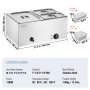 VEVOR Commercial Electric Food Warner με 3 τηγάνια Μπουφές πάγκου 16L Bain Marie