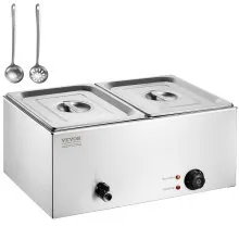 VEVOR Commercial Electric Food Warmer 2-Pan Countertop Buffet 24QT Bain Marie