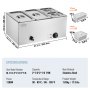 VEVOR Încălzitor electric de mâncare comercial cu 4 tigăi, bufet de blat, 15,5 L, Bain Marie