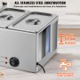 VEVOR Commercial Electric Food Warmer 3-pans benkebuffet 16,5 L Bain Marie