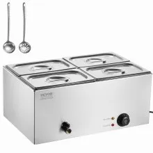 VEVOR Commercial Electric Food Warmer 4-Pan Countertop Buffet 15.9QT Bain Marie