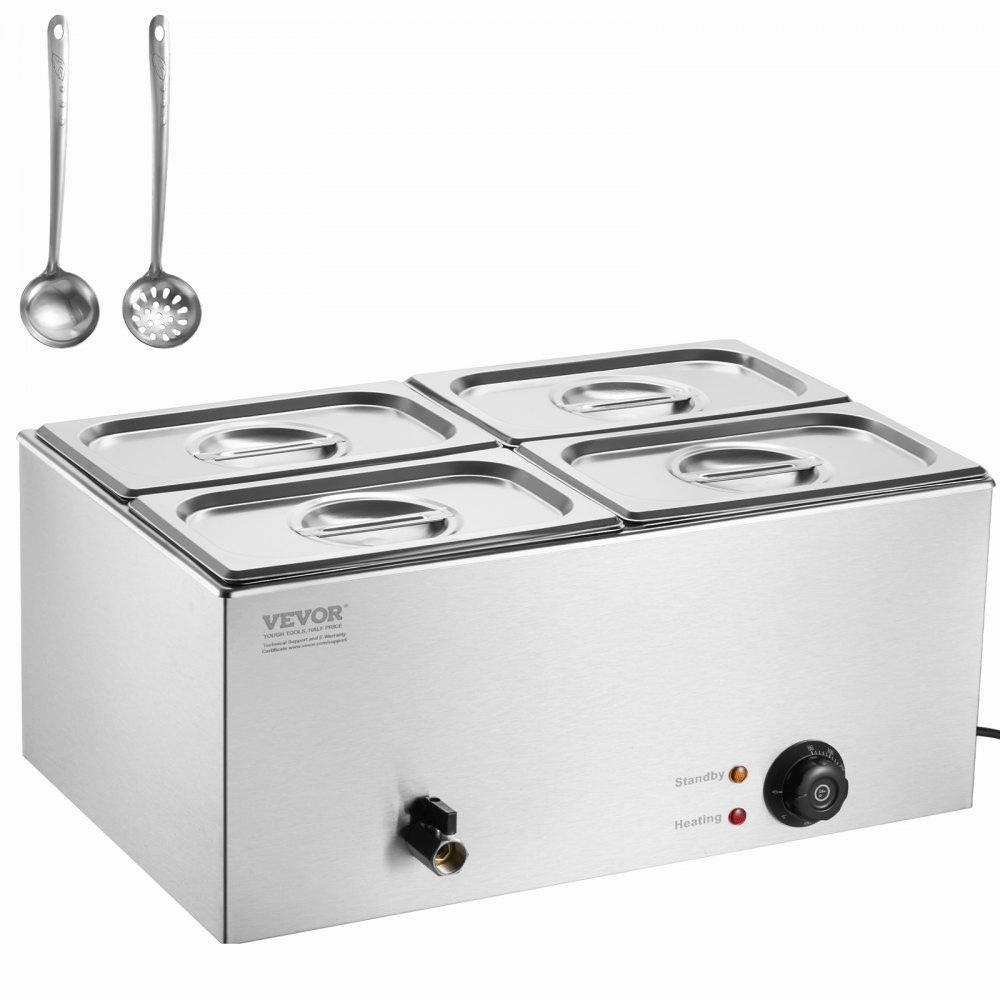 VEVOR Commercial Electric Food Warmer 4-Pan Bänkskiva Buffé 15L Bain Marie