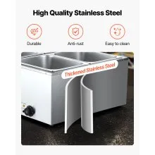 VEVOR Commercial Food Warmer 4-Pan 1500W Countertop Buffet Bain Marie with Lid