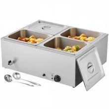 VEVOR Commercial Food Warmer 4-Pan 1500W Countertop Buffet Bain Marie with Lid
