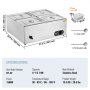 VEVOR 4-Pan Commercial Food Warmer, 4 x 8QT Electric Steam Table, 1500W Professional Countertop Stainless Steel Buffet Bain Marie with 86-185°F Temp Control for Catering and Restaurants, Silver