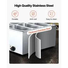 VEVOR Commercial Food Warmer 6-Pan 1500W Countertop Buffet Bain Marie with Lid