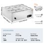 VEVOR 6-Pan Commercial Food Warmer, 6 x 5QT Electric Steam Table, 1500W Professional Countertop Stainless Steel Buffet Bain Marie with 30 - 85℃ Temp Control for Catering and Restaurants, Silver
