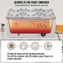 VEVOR Încălzitor electric de mâncare comercial cu 6 tigăi, bufet de blat, 13,5 L, Bain Marie