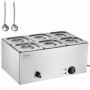 VEVOR Încălzitor electric de mâncare comercial cu 6 tigăi, bufet de blat, 13,5 L, Bain Marie