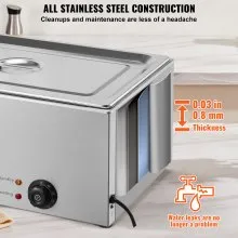 VEVOR Commercial Electric Food Warmer Countertop Buffet 1*19Qt Pan Bain Marie