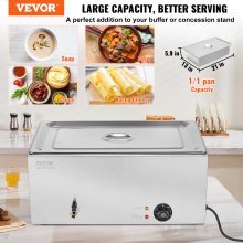 VEVOR Commercial Electric Food Warmer Countertop Buffet 1*18L Pan Bain Marie