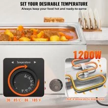 VEVOR Commercial Electric Food Warmer Countertop Buffet 24Qt 1200W Bain Marie