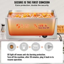 VEVOR Commercial Electric Food Warmer Countertop Buffet 24Qt 1200W Bain Marie