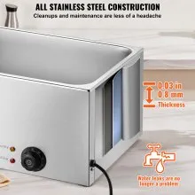 VEVOR Commercial Electric Food Warmer Countertop Buffet 24Qt 1200W Bain Marie