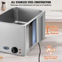 VEVOR Commercial Electric Food Warmer Countertop Buffet 24Qt 1200W Bain Marie