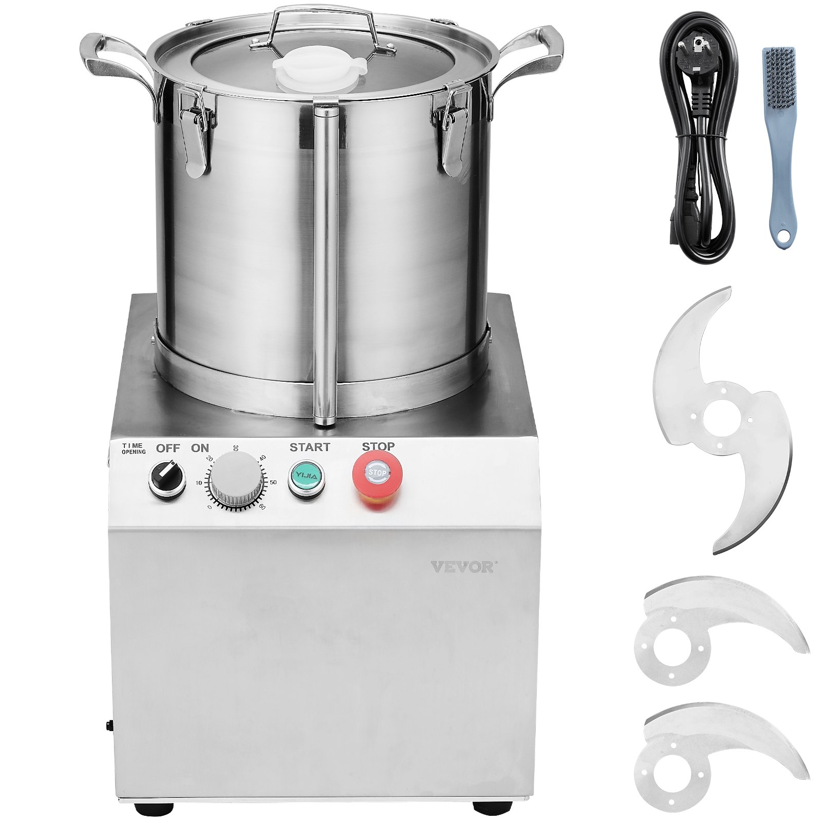 VEVOR Food Processor & Vegetable Chopper, 15L Food-Grade Stainless Steel Food Processor Chopper with 2 Extra S-Curve Blades, Ideal for Chopping Vegetables, Fruit, Grains, Nuts