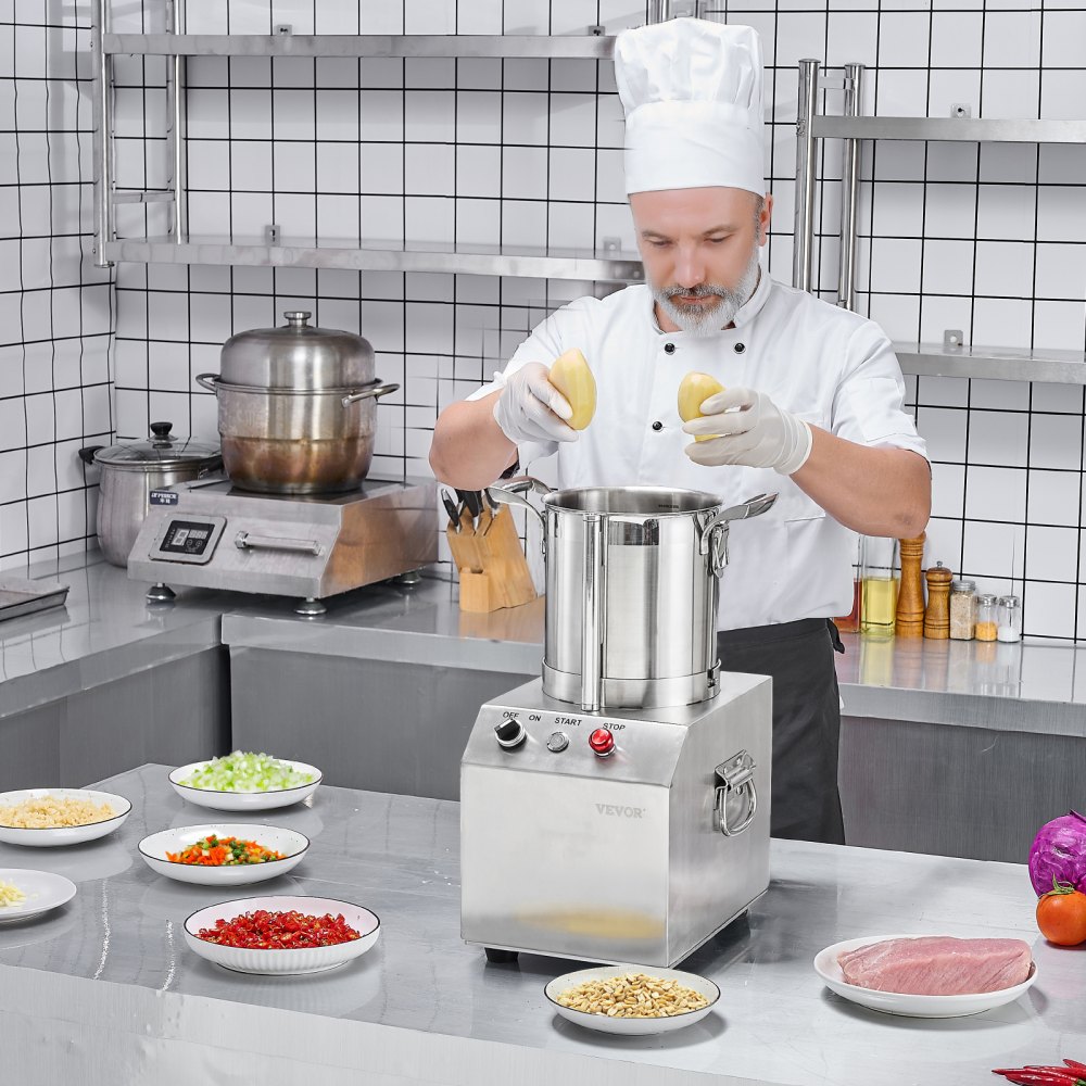 VEVOR Food Processor & Vegetable Chopper, 4L Food-Grade Stainless Steel Food Processor Chopper with 2 Extra S-Curve Blades, Ideal for Chopping Vegetables, Fruit, Grains, Nuts