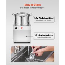 VEVOR Food Processor Vegetable Chopper 6.3Qt Food-Grade Stainless Steel Blender