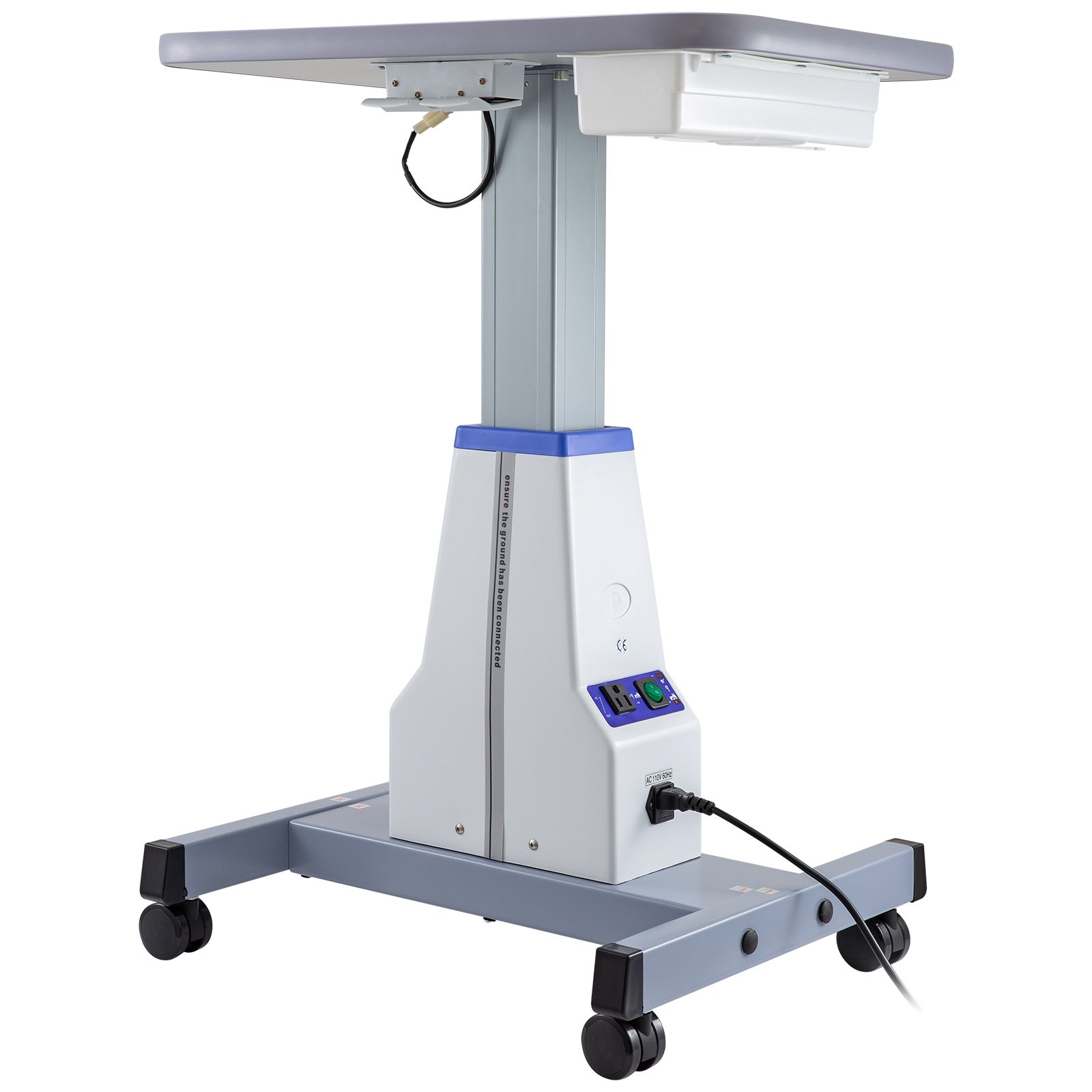 VEVOR Motorized Instrument Table Professional Medical Cart Dental Cart Adjustable Optical Eyeglass Motorized Instrument Work Table for 2 Instruments (A16 22.8"x15.7")