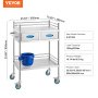 VEVOR Lab Serving Cart, 2 Layers Stainless Steel Utility Rolling Cart, Medical Cart with Two Drawers, Dental Utility Cart with Lockable Wheels and A Bucket, for Laboratory, Hospital, Dental Use