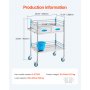 VEVOR Lab Serving Cart, 2 Layers Stainless Steel Utility Rolling Cart, Medical Cart with Two Drawers, Dental Utility Cart with Lockable Wheels and A Bucket, for Laboratory, Hospital, Dental Use