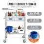 VEVOR Lab Serving Cart, 2 Layers Stainless Steel Utility Rolling Cart, Medical Cart with Two Drawers, Dental Utility Cart with Lockable Wheels and A Bucket, for Laboratory, Hospital, Dental Use