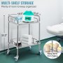 VEVOR 2-Shelf lab cart with Wheels Stainless Steel Rolling cart Lab Cart Utility Cart with high-Polish Stainless Steel 2 Lockable Wheels for Fixing