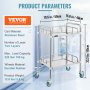 VEVOR 2-Layer Stainless Steel Dental Lab Medical Equipment Cart Trolley