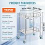 VEVOR 2-Layer Lab Medical Cart Stainless Steel Trolley Cart Lab Medical Equipment Cart Trolley for Lab Hospital Clinics