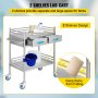 VEVOR Lab Serving Cart Utility Cart with Two-Story Rolling Cart with Two Drawers for Lab Equipment Use Stainless Steel Utility Services (2 Shelves / 2 Drawer)