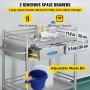 VEVOR Lab Serving Cart Utility Cart with Two-Story Rolling Cart with Two Drawers for Lab Equipment Use Stainless Steel Utility Services (2 Shelves / 2 Drawer)
