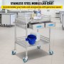 VEVOR 2-Layer Lab Medical Cart with 2 Drawer Stainless Steel Rolling Cart Lab Medical Equipment Cart Trolley for Lab Hospital Clinics